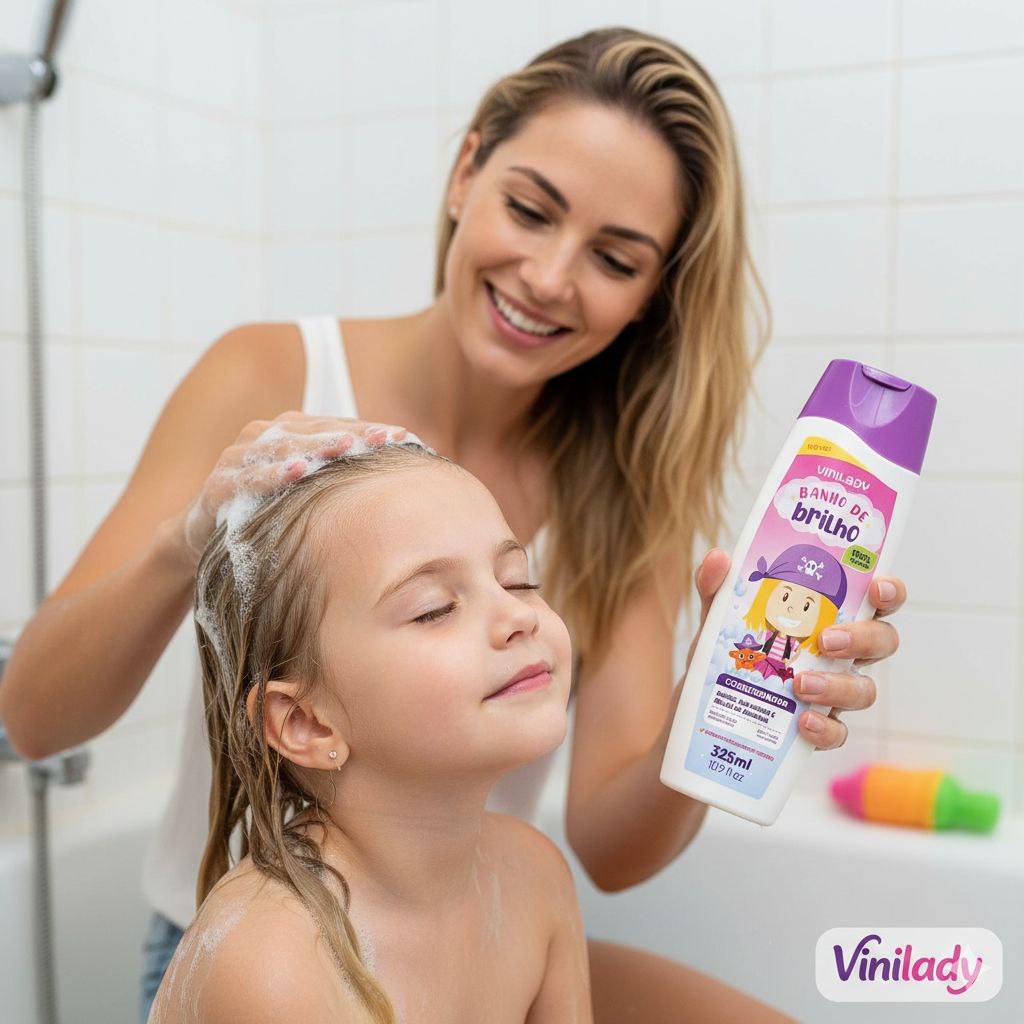 ACONDICIONADOR PARA NIÑOS QUE APORTA SEDOSIDAD Y BRILLO BAÑO DE BRILLO VINILADY 325ML