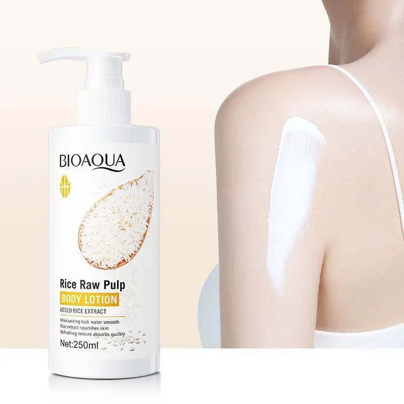CREMA CORPORAL HIDRATANTE SUAVIZANTE Y ILUMINADORA DE PULPA CRUDA DE ARROZ BIOAQUA 250ML