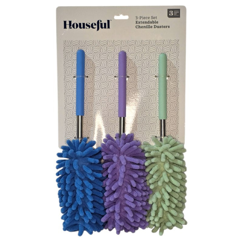 PLUMERO LIMPIADOR DE MICROFIBRA EN SET DE 3 PIEZAS PARA LIMPIEZA 77CM, ATRAPA Y RETIENE EL POLVO HOUSEFUL