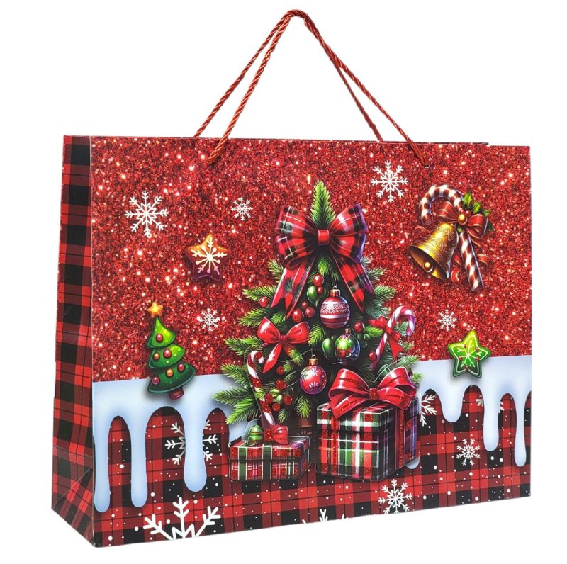 BOLSA DE REGALO NAVIDEÑA LARGA HORIZONTAL 39X30X11CM