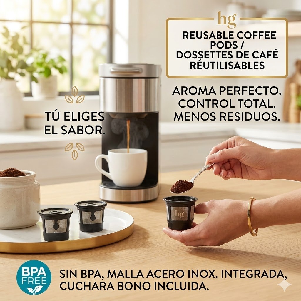 SET DE CAPSULAS REUTILIZABLES CON CUCHARA MEDIDORA 4UND HANDY GOURMET