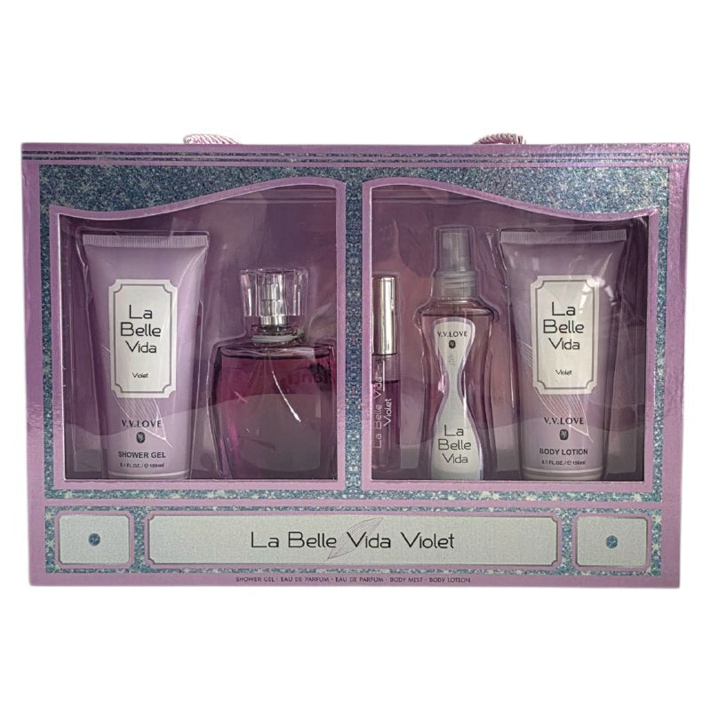 SET VV LOVE LA BELLE VIDA VIOLET EDP 100ML, EDP 10ML, BODY LOTION 150ML, SHOWER GEL 150ML, SPLASH 100ML (M)