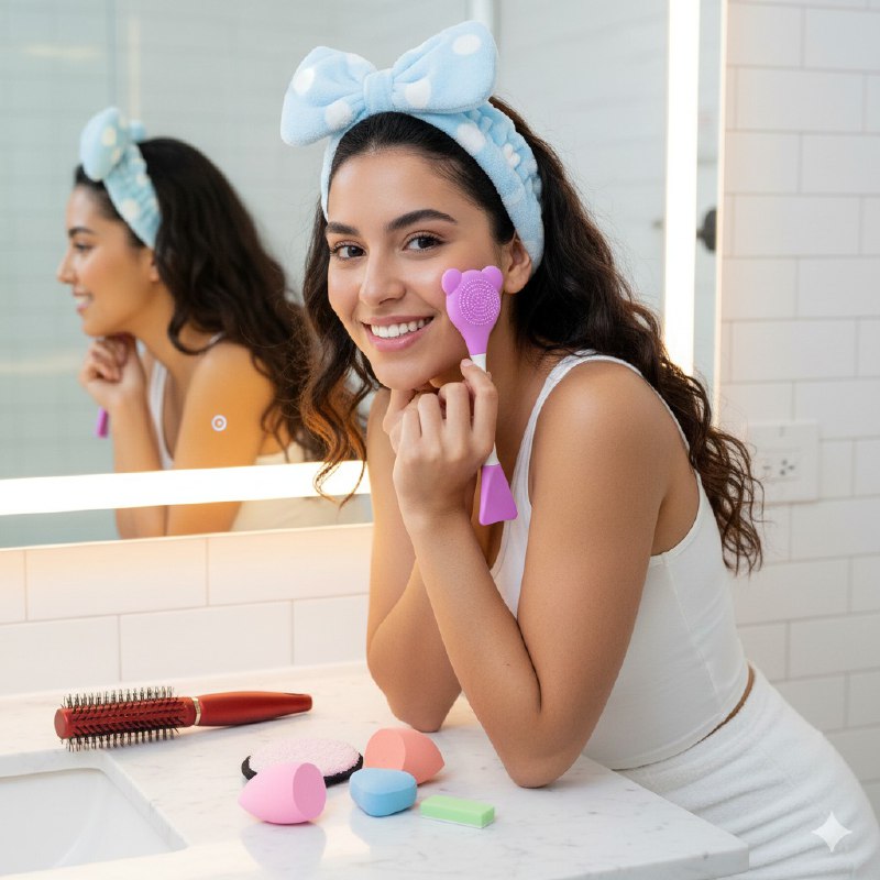 SET DE CUIDADO FACIAL Y APLICACION DE COSMETICOS 7PCS KISS LOVELY