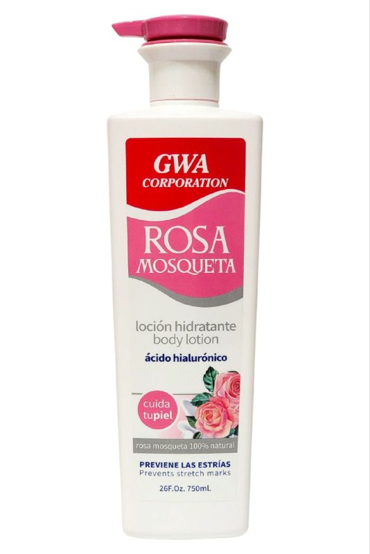 CREMA CORPORAL, ROSA MOSQUETA HIDRATANTE, 100% NATURAL Y ACIDO HIALURONICO, CUIDA LA PIEL, ESTIMULA LA HIDRATACION Y ELASTICIDAD NATURAL DE LA PIEL, ELIMINA CICATRICES Y ESTRIAS GWA CORPORATION 750ML