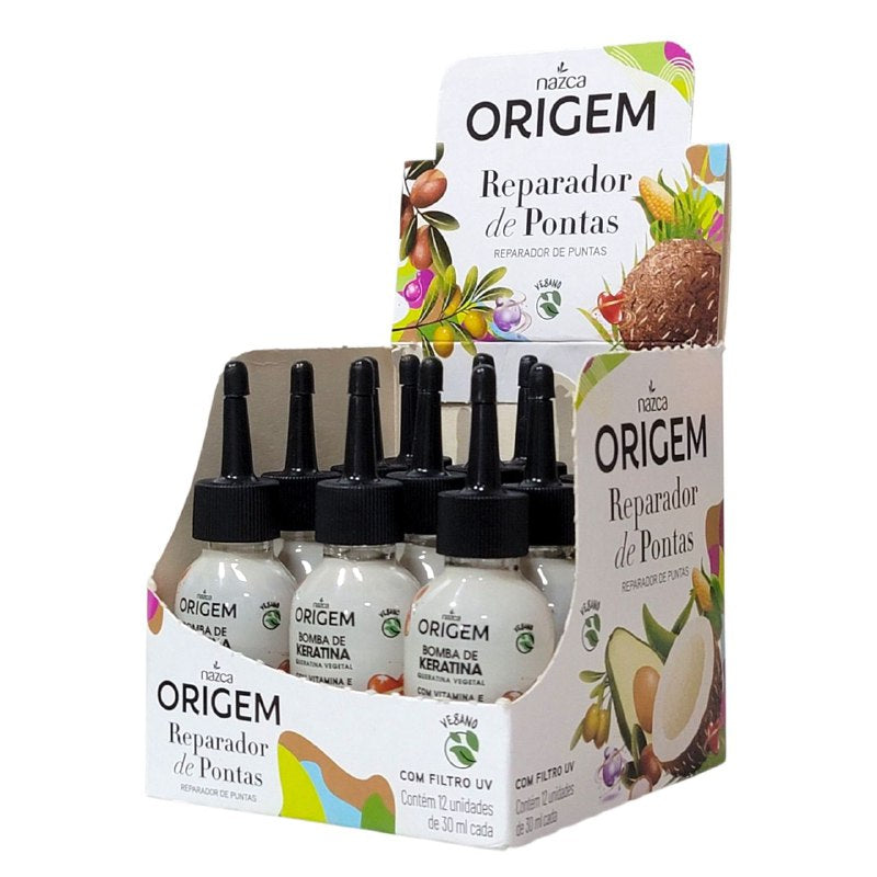 ACEITE PARA EL CABELLO DE QUERATINA VEGETAL REPARADOR DE PUNTAS CON VITAMINA E NAZCA ORIGEM 30ML