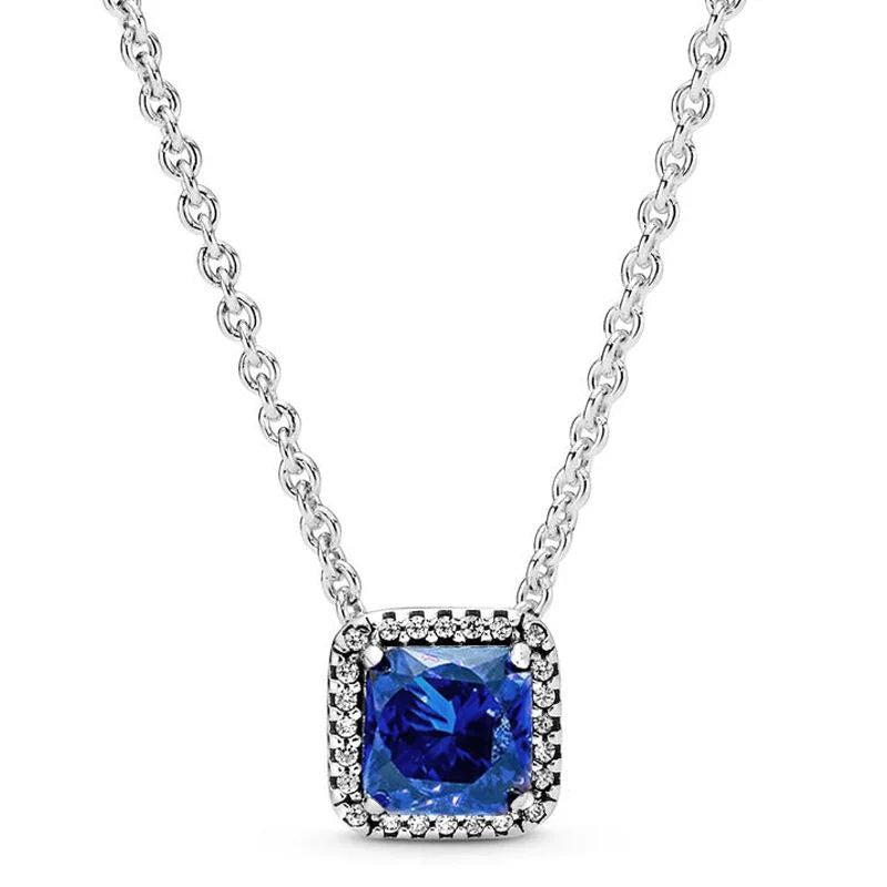 PDIJE2245$3 FORMA CUADRADO DIAMANTE AZUL PANDORA PLATA 9.25