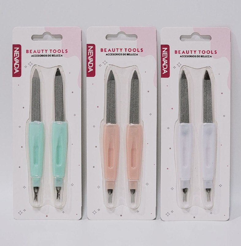HERRAMIENTAS PARA MANICURA EN SET DE 2UND, CORTADOR DE CUTICULA CON LIMA PARA UÑAS NEVADA BEAUTY TOOLS