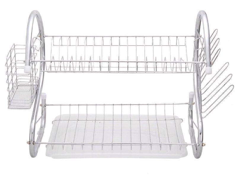 ESTANTE ORGANIZADOR ESCURRIDOR DE PLATOS DE 2 CAPAS, ESTANTES EXTRAIBLES, DRENAN EL AGUA FACIL DE MANTENER LIMPIOS Y ORDENADOS, GALVANIZADO ESTRUCTURA FUERTE NEW ARRIVAL 36X11.5X24CM