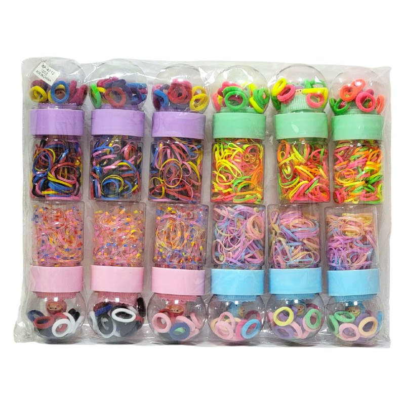 COLA, LIGAS HULES PARA EL CABELLO EN BOTECITO, PAQUETE DE 12 BOTES PARA EL DIA A DIA Y PARA TODO TIPO DE CABELLO