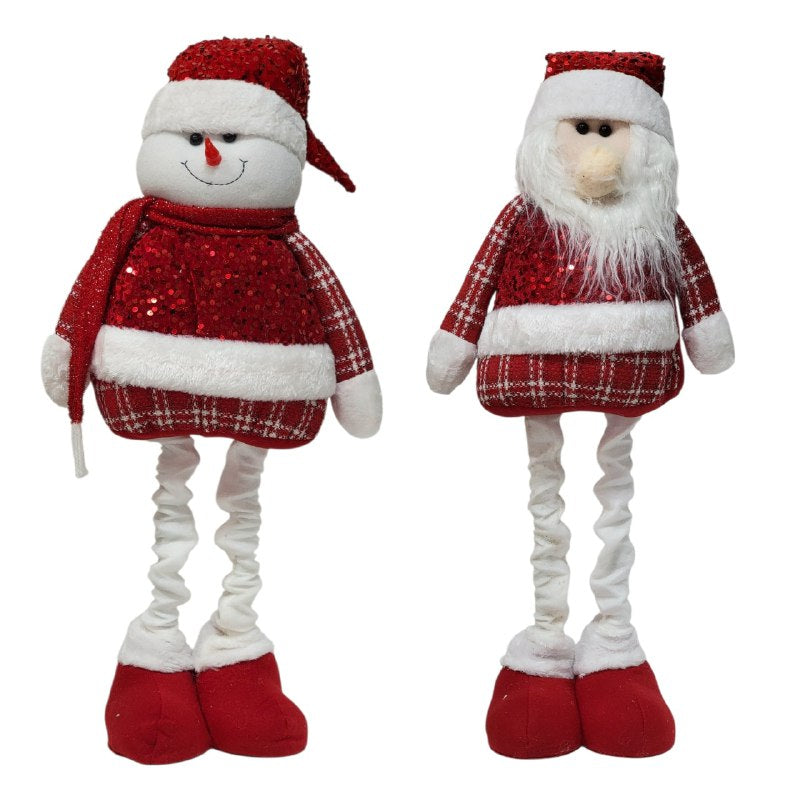 DECORACION ADORNO NAVIDEÑO PELUCHE MUÑECO DE HOMBRE DE NIEVE O SANTA CLAUS ELEGANTE Y LINDO