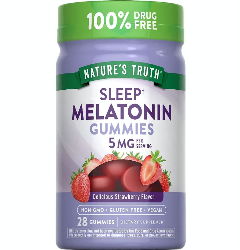 VITAMINAS EN GOMITAS DE MELATONINA PARA DORMIR MAXIMA POTENCIA 5MG SABOR A FRESA SIN LGUTEN NATURE S TRUTH 28UND
