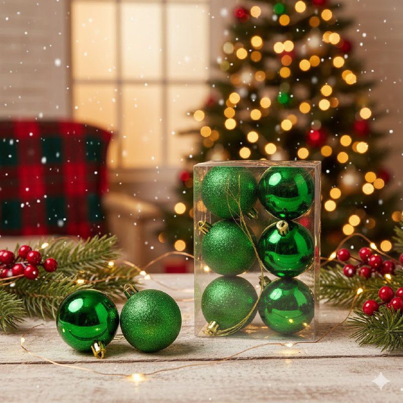 DECORACION ADORNO NAVIDEÑO PAQUETE DE 6 BOLAS DECORATIVAS, 6 CM 37X60X71 IDEALES PARA DARLE UN TOQUE UNICO A TU ARBOL DE NAVIDAD