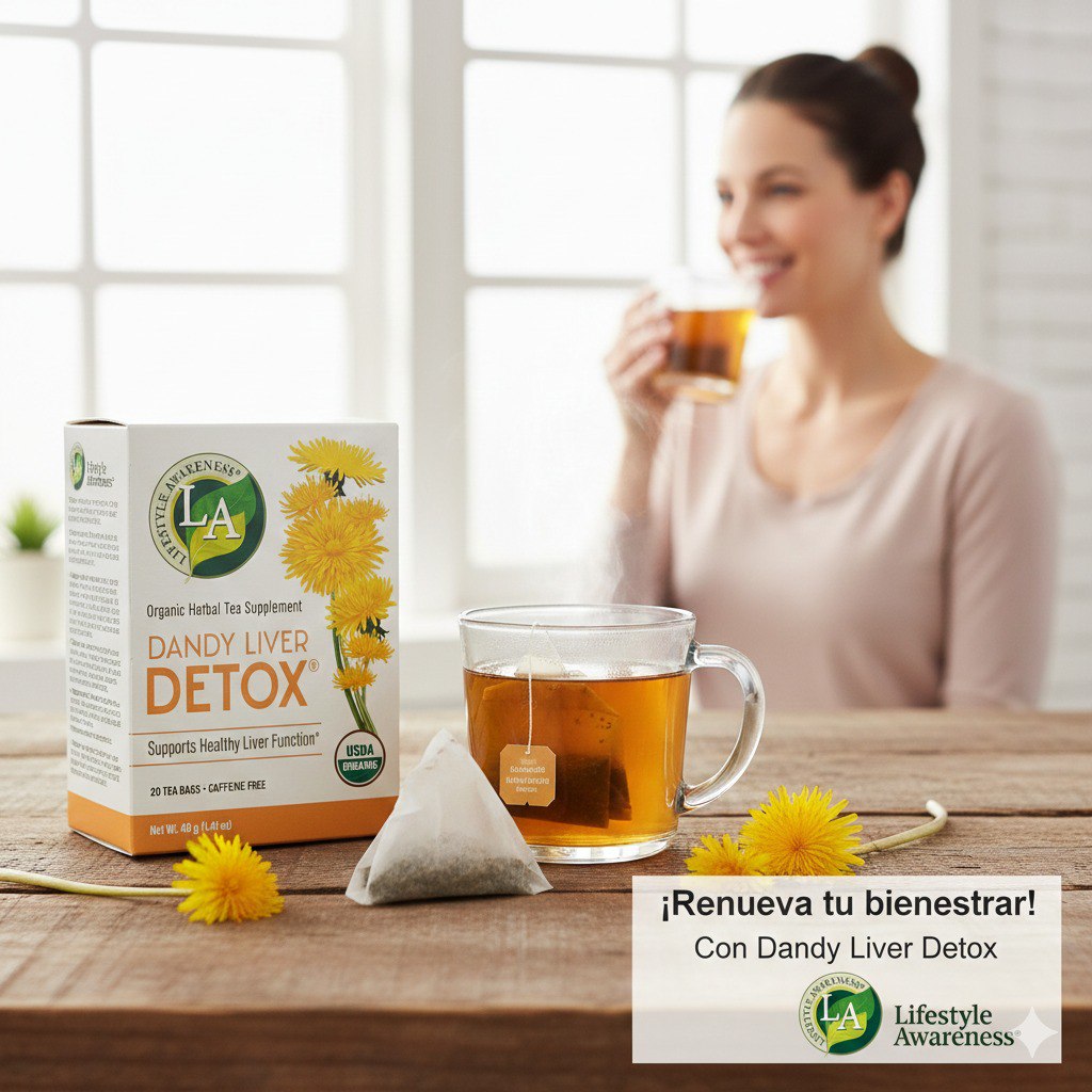 SUPLEMENTO HERBAL TÉ DE RAÍZ DE DIENTE DE LEÓN ORGÁNICA LIMPIA Y PROTEGE EL HÍGADO LIFESTYLE AWARENESS 20UND