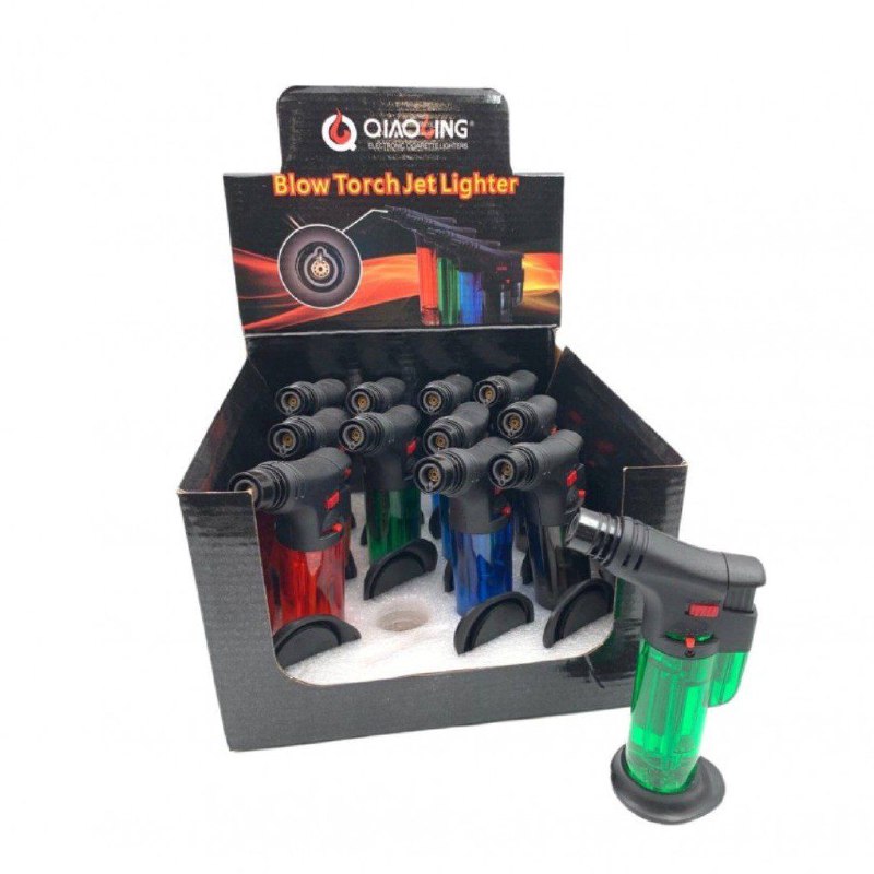 ENCENDEDOR SOPLETE TURBO DE GAS PORTATIL CON SOPORTE MODELO QL-001, 4 COLORES