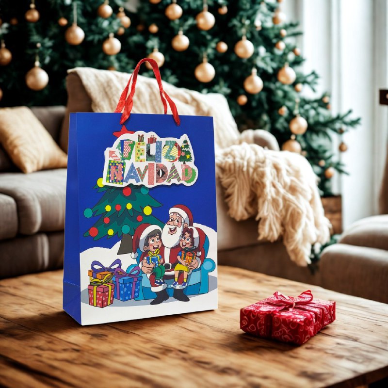 BOLSA DE REGALO NAVIDEÑA MEDIANA 26X32X10CM