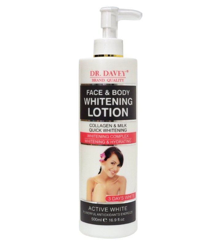 CREMA CORPORAL BLANQUEADORA PARA CARA Y CUERPO CON COLAGENO Y LECHE 500ML, AYUDA A BLANQUEAR E HIDRATAR LA PIEL DEJANDOLA SUAVE Y HIDRATANTE DR DAVEY