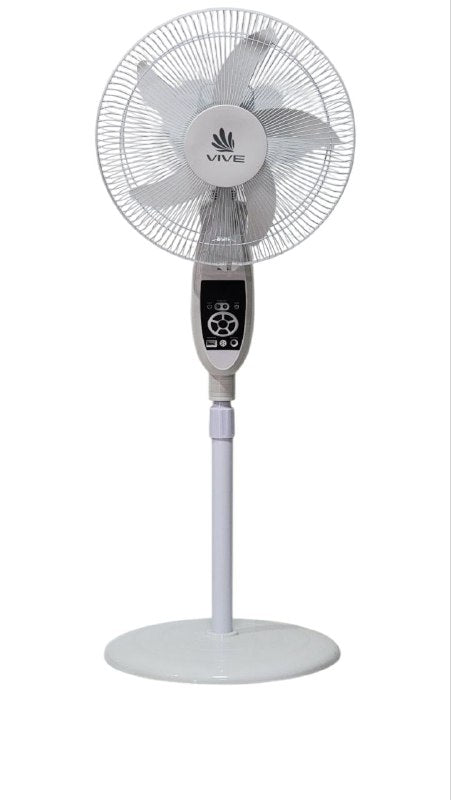 VENTILADOR RECARGABLE DE 16 PULGADAS. SOLAR, ALIMENTACION DOBLE CA/CC, MOTOR DE COBRE PURO, CONECTOR USB PARA CARGAR, OPERACION CC 6V, LUCES LED DE NOCHE, PANEL SOLAR 9V10W, SILENCIOSO, 9 OPCIONES VIVE