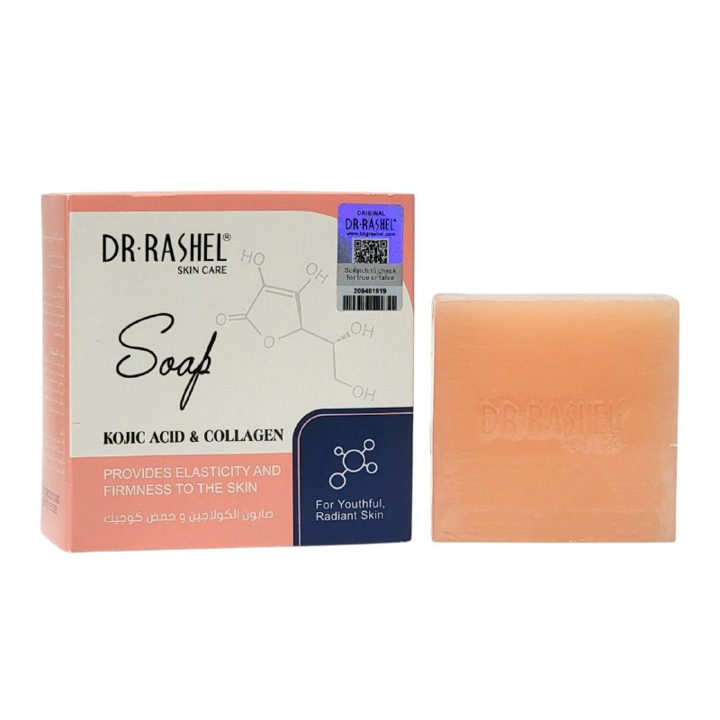 JABON FACIAL EN BARRA DE ACIDO KOJICO Y COLAGENO, PROPORCIONA ELASTICIDAD Y FIRMEZA A LA PIEL, DA HIDRATACION SUAVE Y HERMOSA DR RASHEL SKIN CARE 100G