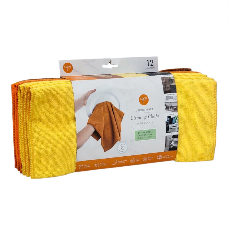 TRAPO DE MICROFIBRA MULTIUSOS EN PAQUETE DE 12 PIEZAS CORE 35X45CM