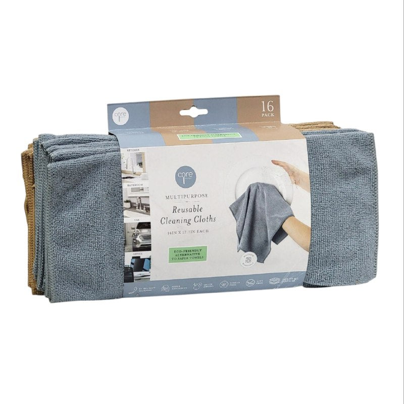 TRAPO DE MICROFIBRA MULTIUSOS EN PAQUETE DE 16 PIEZAS CORE 35X45CM