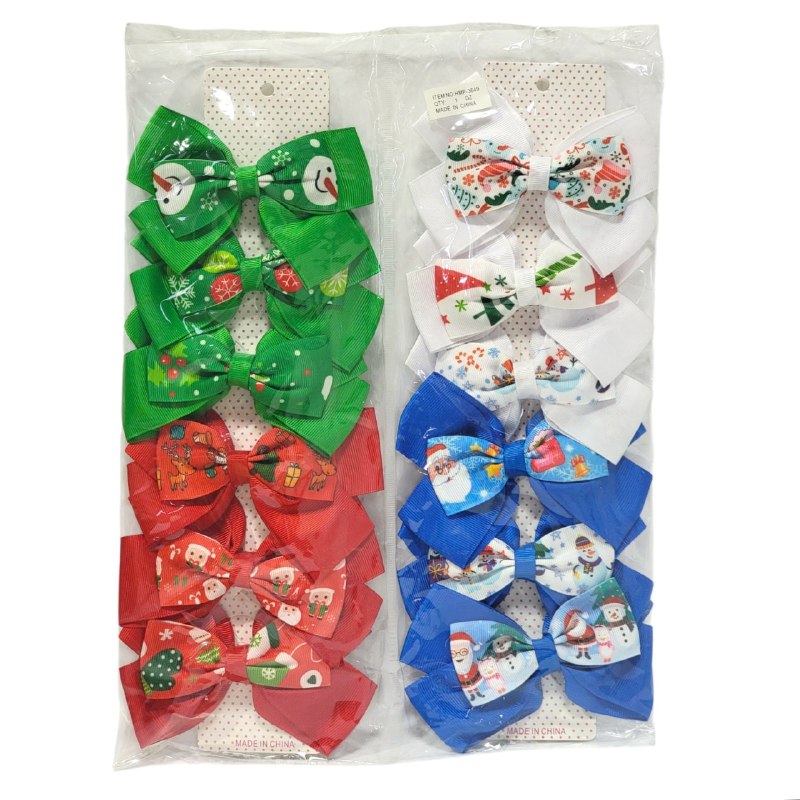 GANCHO PARA EL CABELLO NAVIDEÑOS PARA NIÑAS ELEGANTES FESTIVOS EN PAQUETE DE 12UND 13X9CM