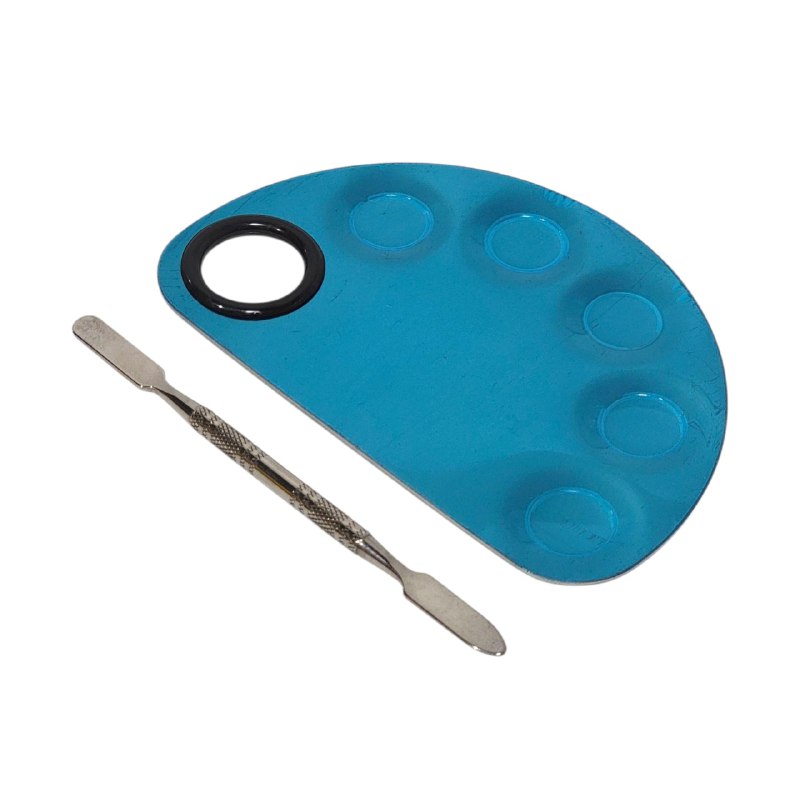 PALETA METALICA PARA MAQUILLAJE MEZCLA BASES, CORRECTORES, ETC PROFESIONAL STAY BEAUTIFUL 8.2X12.2, 3 ESTILOS