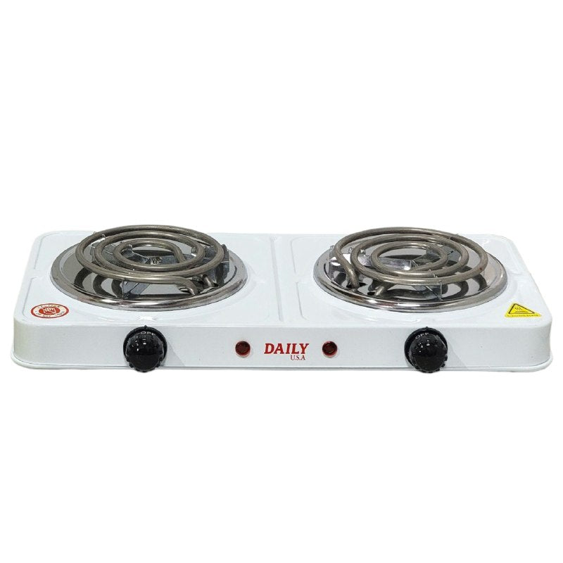 MAQUINA ESTUFA ELECTRICA DE 2 HORNILLAS PORTATIL 1000W DAILY ELECTRIC