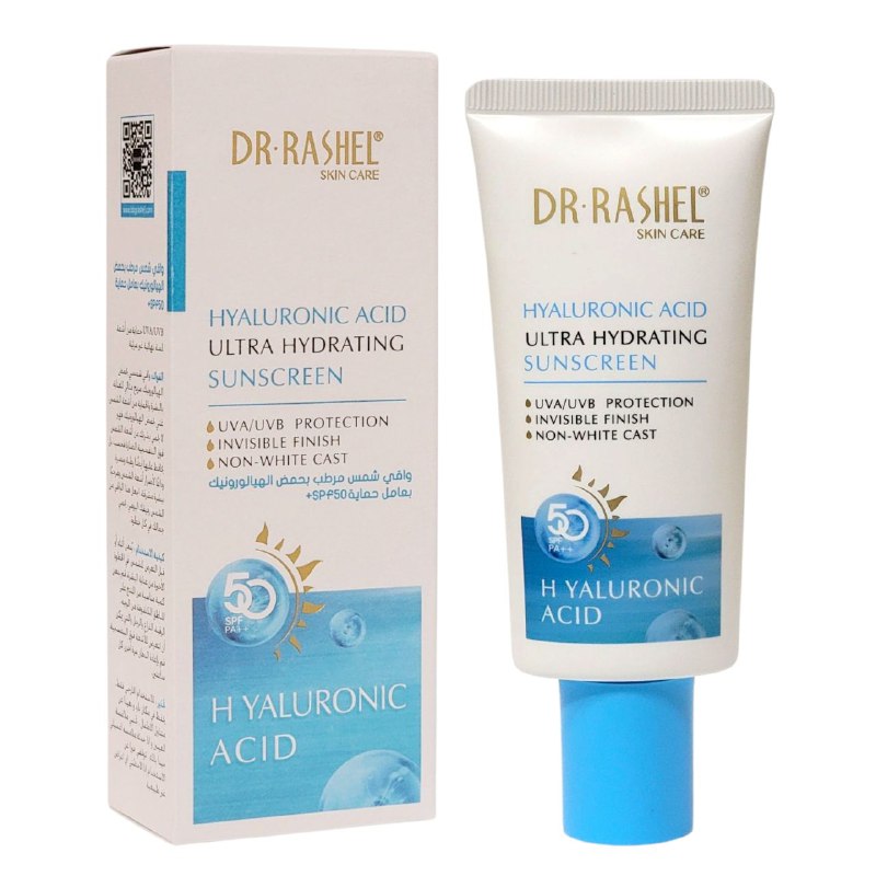 PROTECTOR SOLAR EN CREMA ULTRAHIDRATANTE CON ACIDO HIALURONICO 50G, FPS50 QUE PROTEGE EFICAZMENTE LA PIEL Y LA MANTIENE HIDRATADA DR RASHEL