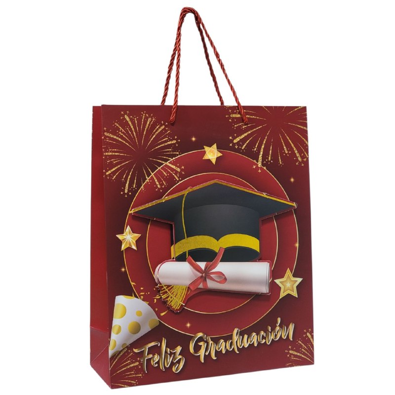 BOLSA DE REGALO DE GRADUACION MEDIANA 32X26X10CM