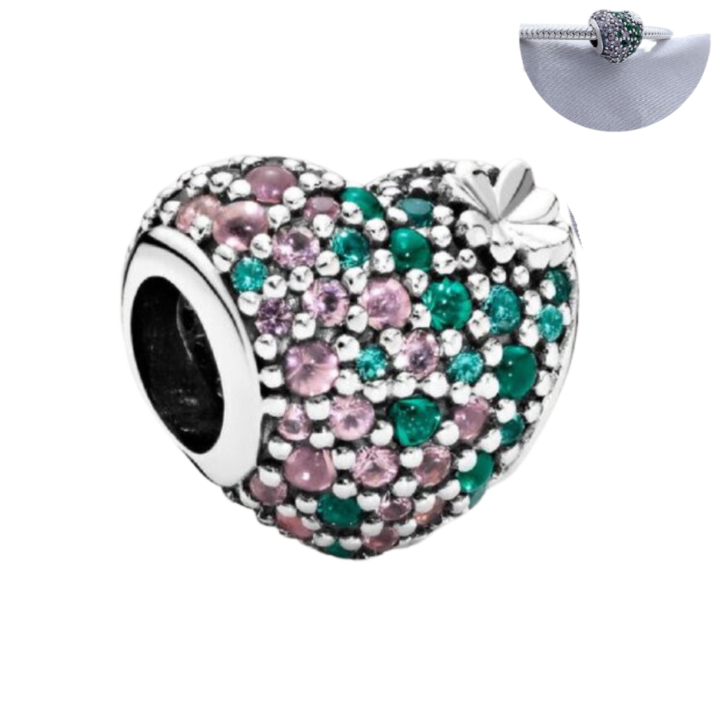 PCHARM1819 CORAZON CON CIRCONES VERDES Y ROSADOS