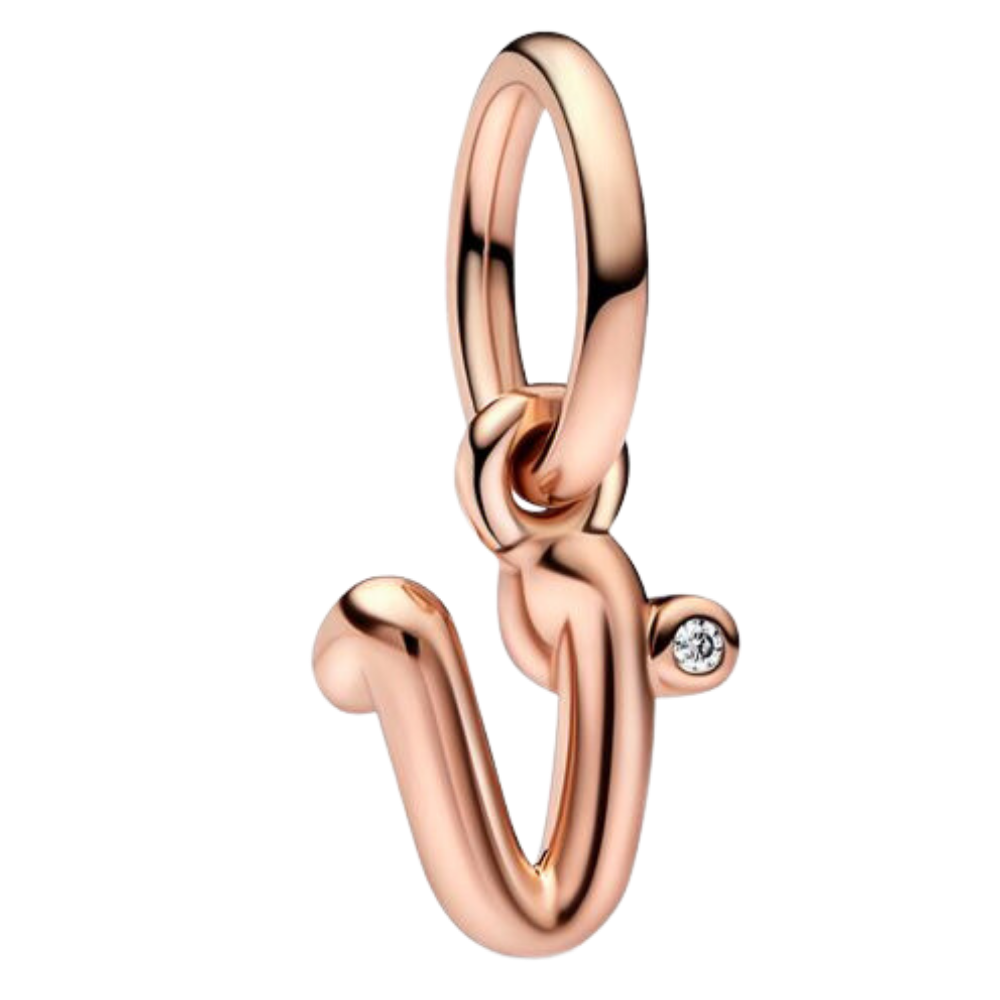 PCHARM3003$V COLGANTE ROSE LETRA V EN CARTA