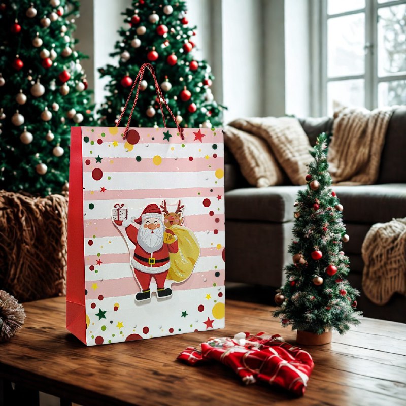 BOLSA DE REGALO NAVIDEÑA GRANDE 30X40X12CM