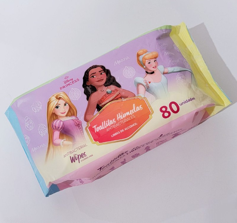 TOALLITAS HUMEDAS ANTIBACTERIALES SIN ALCOHOL DISNEY PRINCESS 80UND