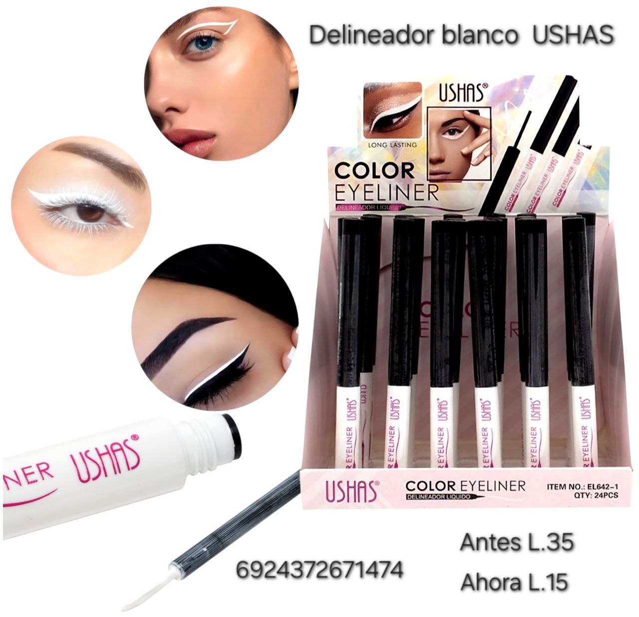 DELIENADOR DE OJOS EN LAPIZ COLOR BLANCO USHAS