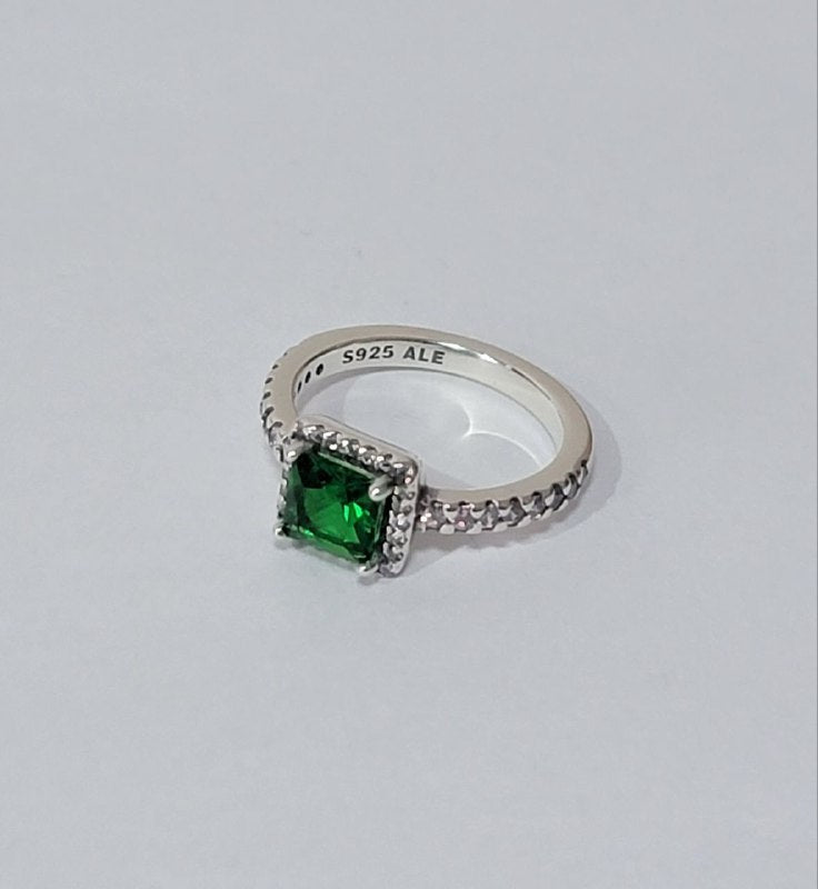 PANI2058C ANILLO CUADRADO PANDORA PIEDRA VERDE PANDORA, PLATA 925