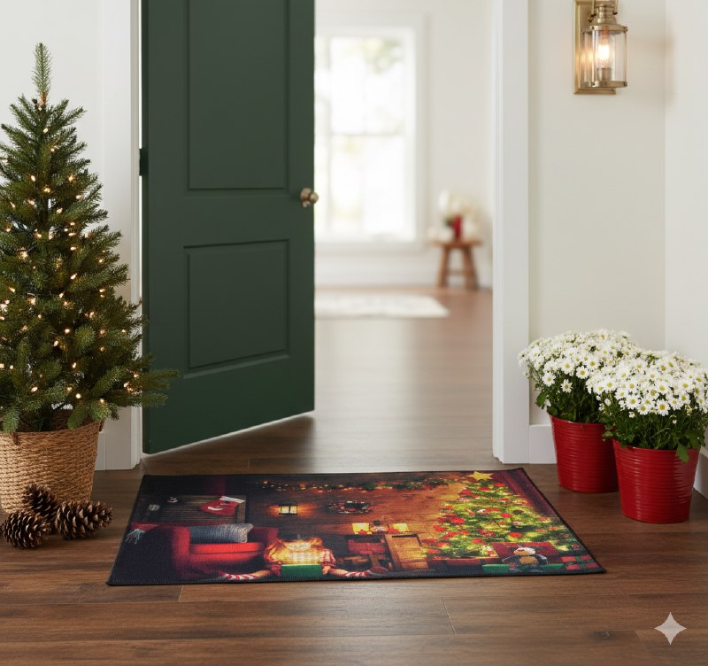 ALFOMBRAS DECORATIVAS NAVIDEÑAS PARA PISO ELEGANTES Y FESTIVAS 50X80CM, CREAN UNA ATMOSFERA MAGICA EN TU ENTRADA, COCINA O PASILLO BENELI HOME 6 ESTILOS