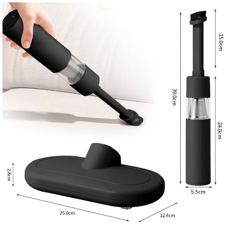 MAQUINA ASPIRADORA MINI INALAMBRICA PORTATIL, HERRAMIENTA DE LIMPIEZA MANUAL, PARA POLVO, MIGAJAS, AUTOMOVIL, DOBLE FILTRO COLOR NEGRO