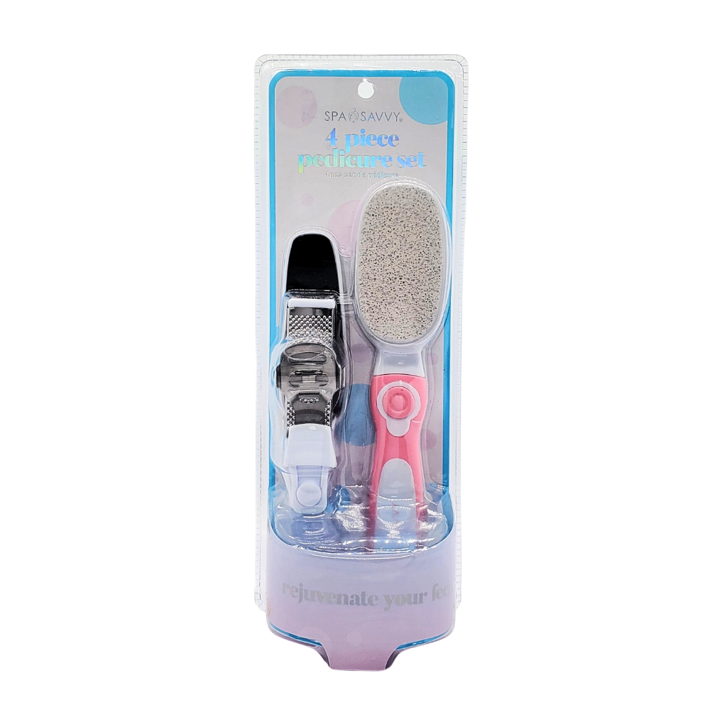 SET MANICURE, PEDICURA DE 4 PIEZAS SPA SAVVY
