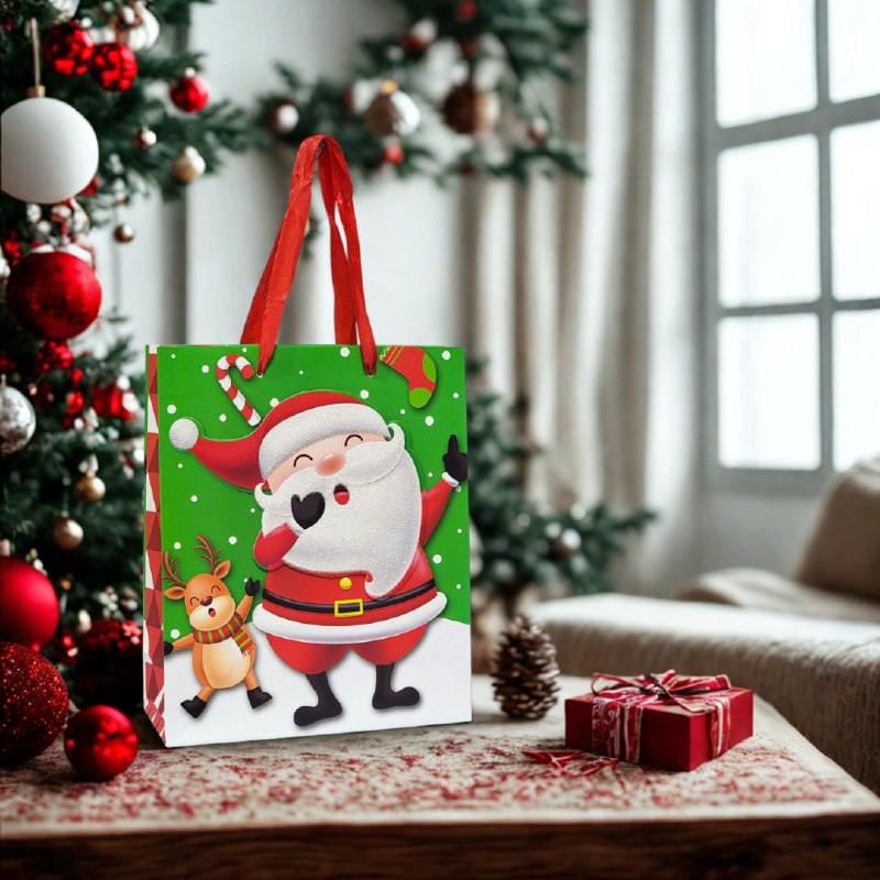 BOLSA DE REGALO NAVIDEÑA PAQUEÑA 19.5X23.5X10CM