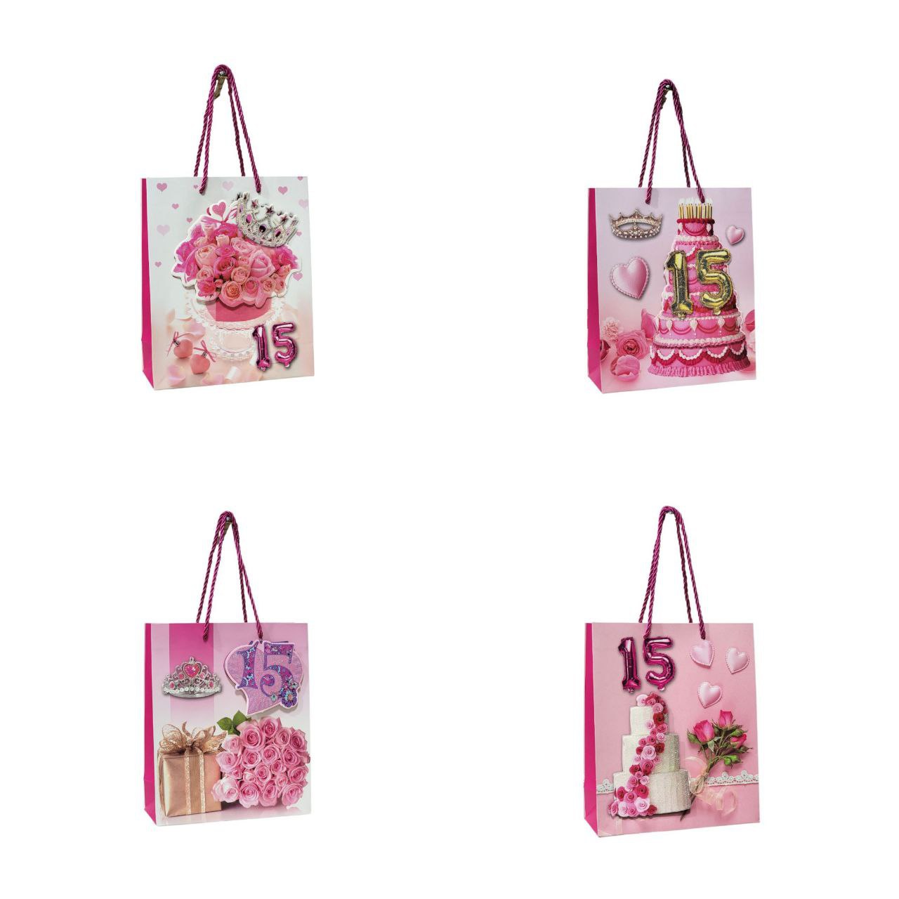 BOLSA DE REGALO PARA 15 AÑOS PEQUEÑA 19X23X8CM