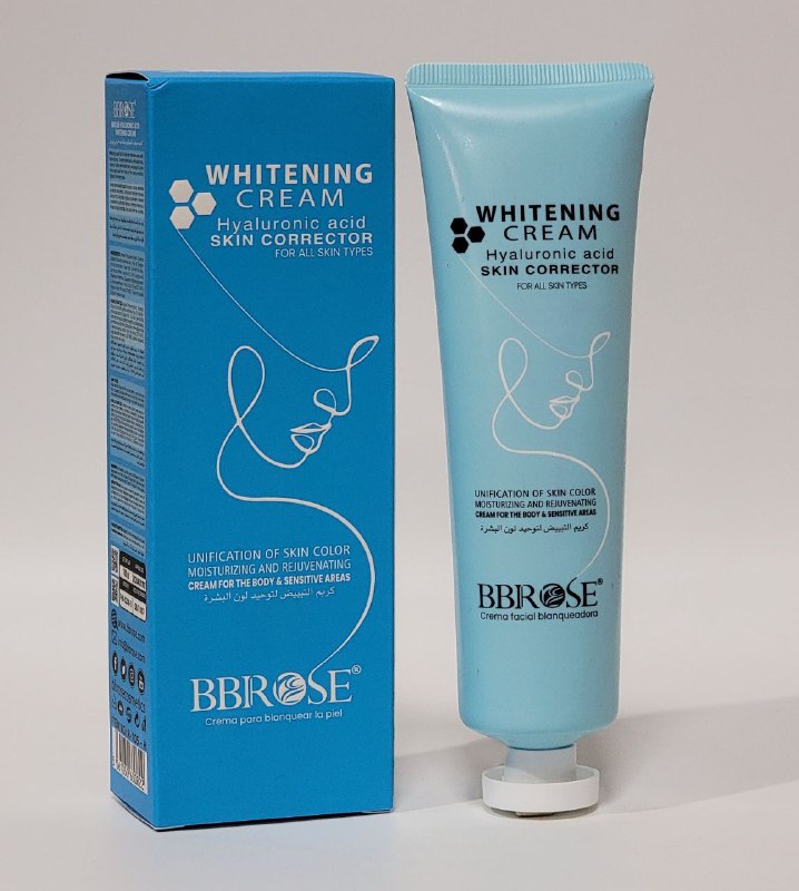 CREMA FACIAL BLANQUEADORA DE ACIDO HIALURONICO, CORRECTOR DE PIEL CON COLOR PARA EL CUERPO Y ZONAS SENSIBLES, CORRIGE LAS MANCHAS OSCURAS Y DEJA LA PIEL SANA Y RADIANTE BBROSE WHITENING 100ML