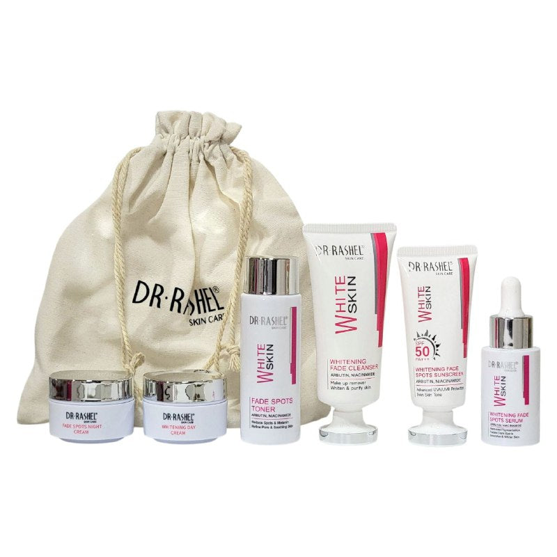 SET DE CUIDADO FACIAL DE 6 PIEZAS, EFECTO BLANQUEADOR Y ATENUADOR DE MANCHAS DR RASHEL