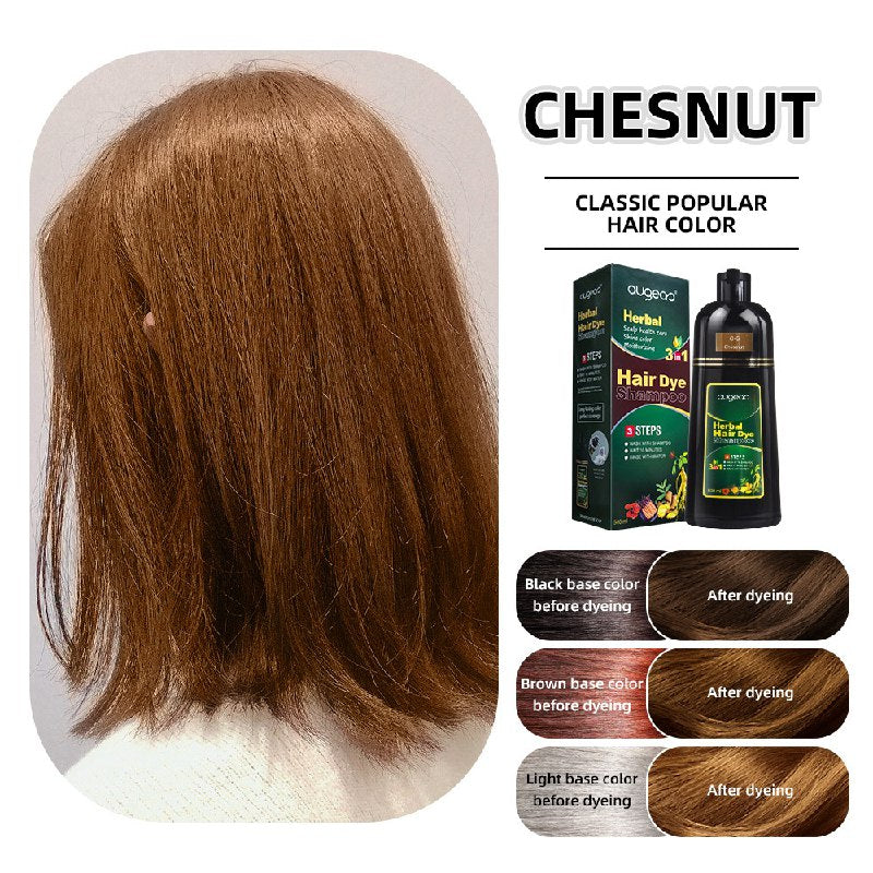 SHAMPOO TINTE PARA EL CABELLO 3 EN 1 AUGEAS HERBAL HAIR CHESTNUT BROWN 500ML