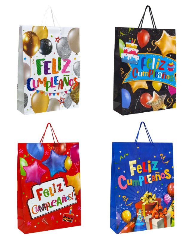 BOLSA DE REGALO FELIZ CUMPLEAÑOS GRANDE 32X11X44CM