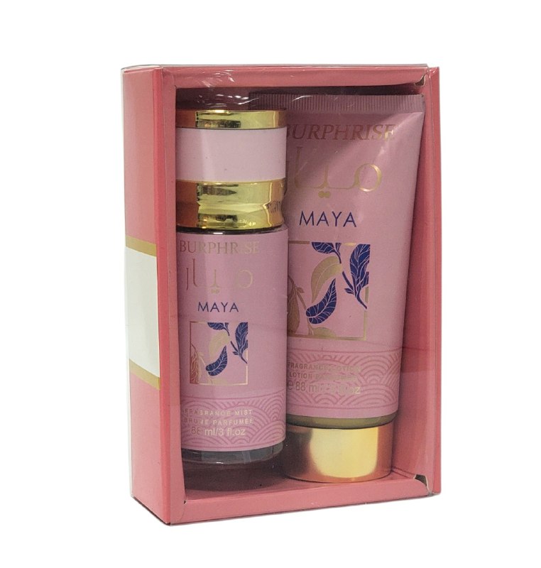 SET MINI MAYA BURPHRISE SPLASH 88ML, BODY LOTION 88ML (M) (AROMA SIMILAR LATTAFA MAYAR)