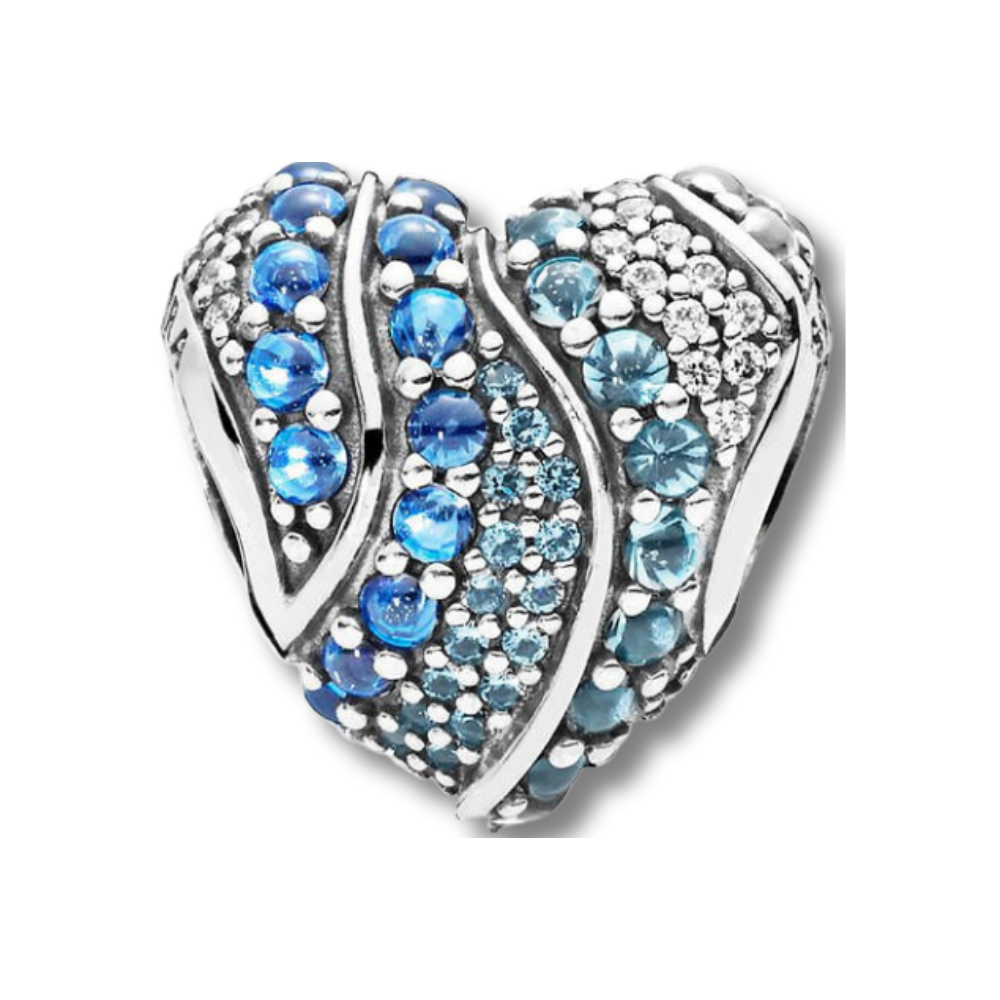 PCHARM1929 CORAZONES CON CIRCONES AZULES Y TRANSPARENTES