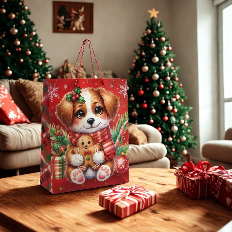 BOLSA DE REGALO NAVIDEÑA MEDIANA 32X26X10CM