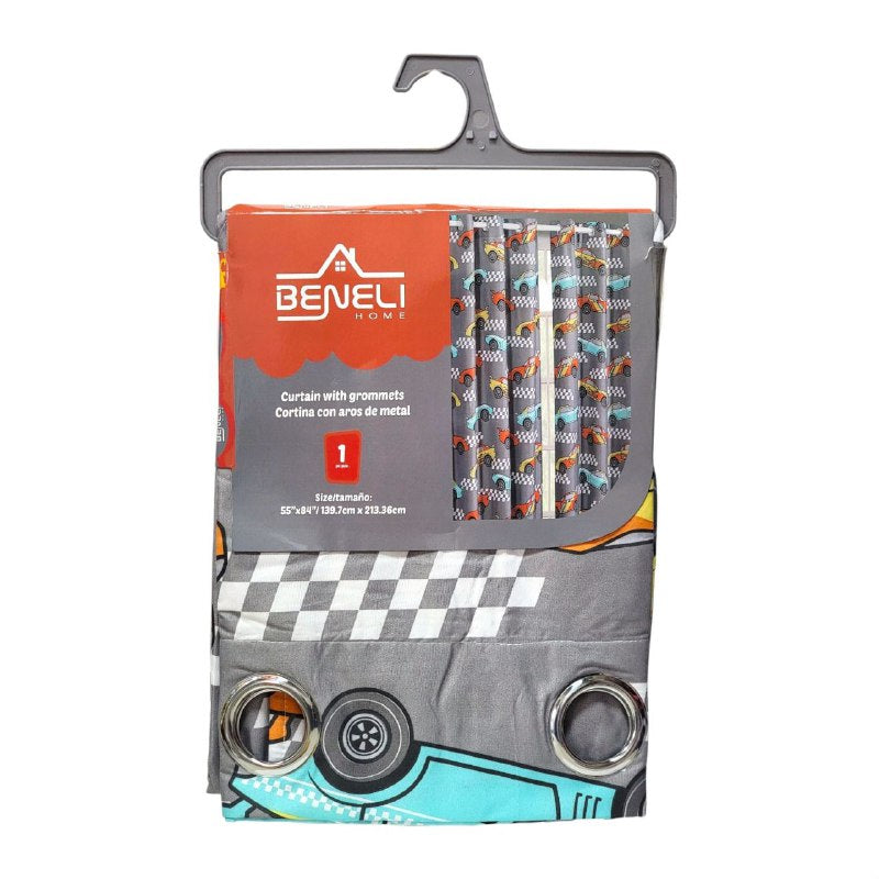 JUEGO DE SABANAS MATRIMONIAL EN SET CON CORTINAS PARA NIÑOS DE 6 PIEZAS CARROS BENELI HOME