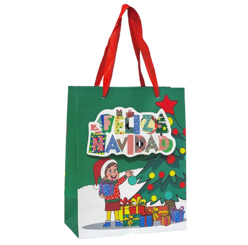 BOLSA DE REGALO NAVIDEÑA PAQUEÑA 18X23X10CM