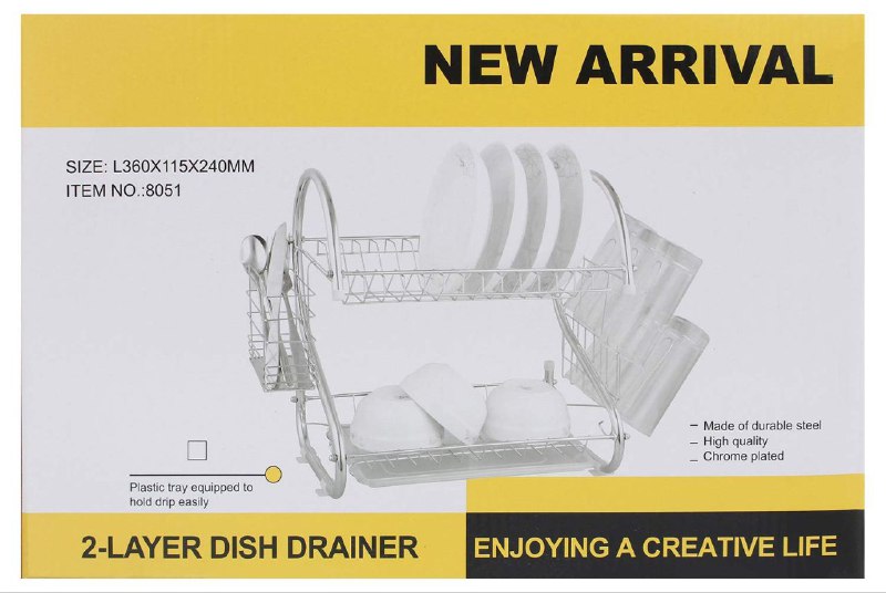 ESTANTE ORGANIZADOR ESCURRIDOR DE PLATOS DE 2 CAPAS, ESTANTES EXTRAIBLES, DRENAN EL AGUA FACIL DE MANTENER LIMPIOS Y ORDENADOS, GALVANIZADO ESTRUCTURA FUERTE NEW ARRIVAL 36X11.5X24CM